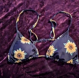 SHEIN Black Sunflower Bikini Top